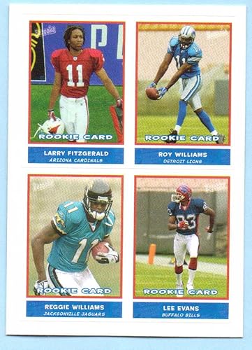Larry Fitzgerald, Roy Williams, Reggie Williams, Lee Evans 2004 Topps Bazooka Rookie Sticker Football Card #50 - Arizona Cardinals