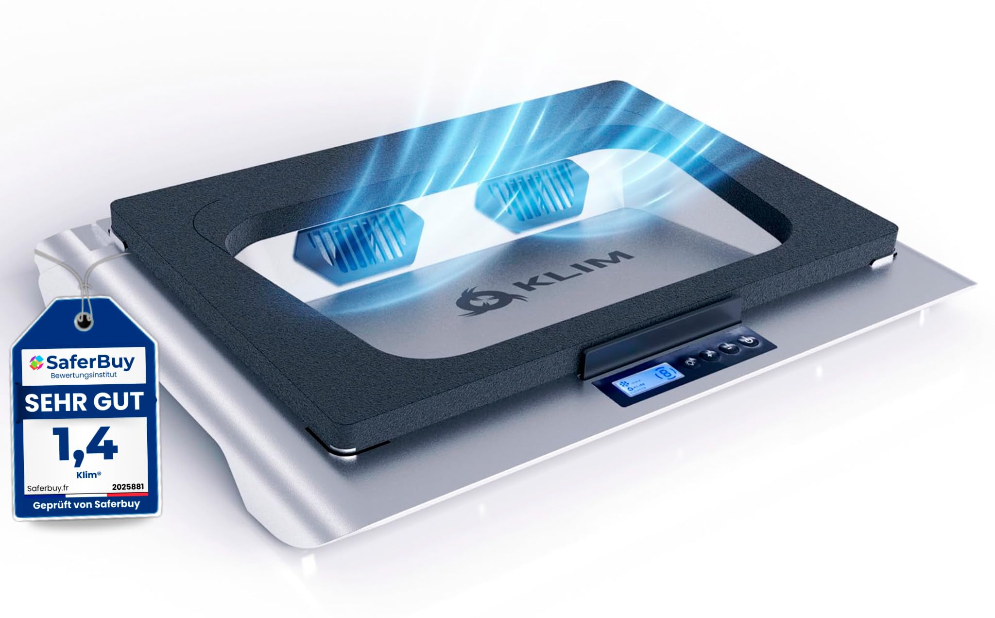 KLIM Everest Laptop Cooling Pad – Versiegelter Schaumstoff, 4300 U/min Turbolüfter, RGB-Beleuchtung