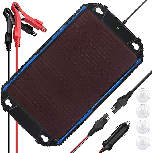SUNER POWER Cargador de batería solar impermeable de 5 W 12 V y mantenedor Pro, controlador de carga MPPT ultrainteligente integrado, kit de carga