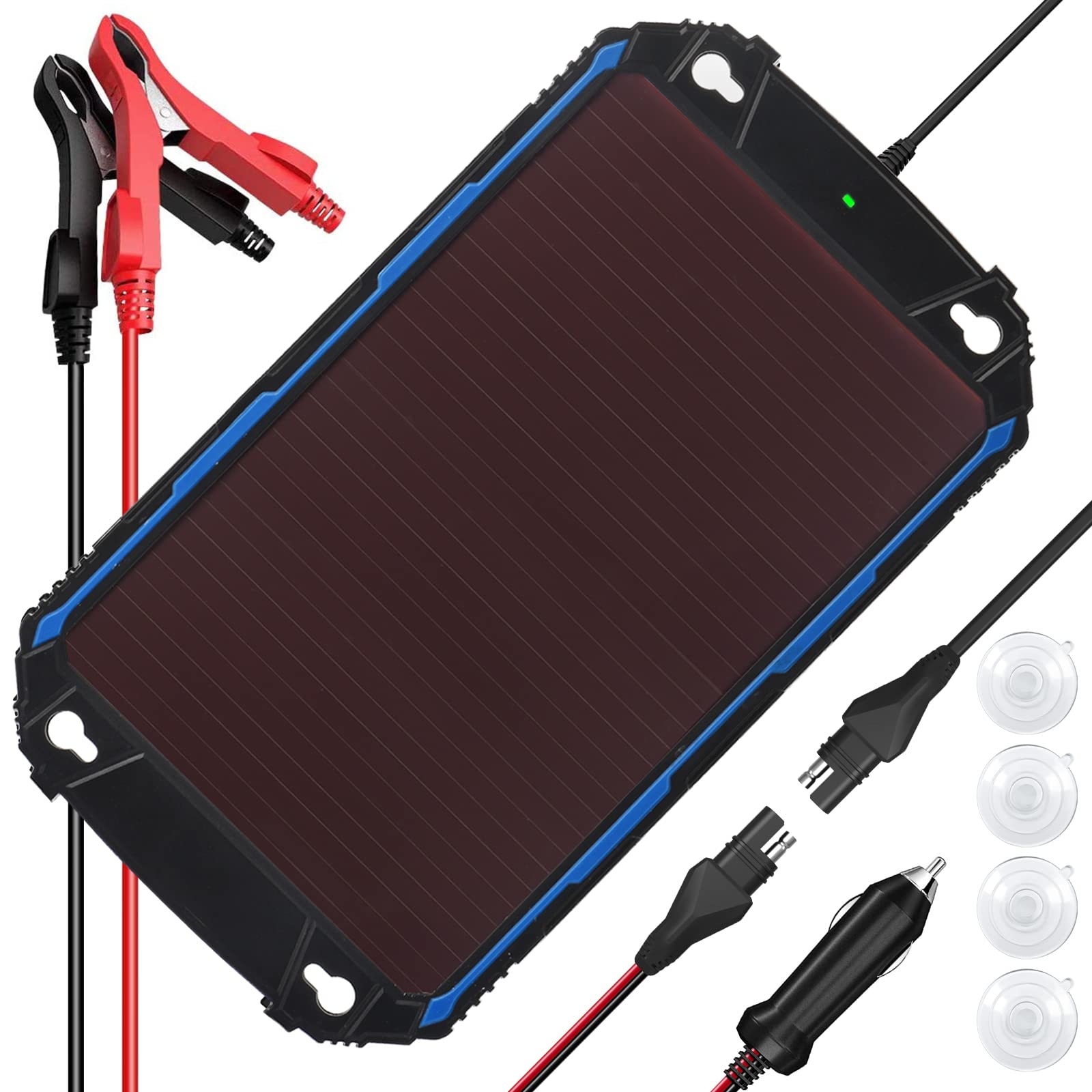 SUNER POWER Waterproof 5W 12V Solar Battery Charger &amp; Maintainer Pro, Built-in UltraSmart MPPT Charge Controller, 5 Watt Solar Panel Trickle Charging Kits for Car Automotive Boat Marine RV Trailer