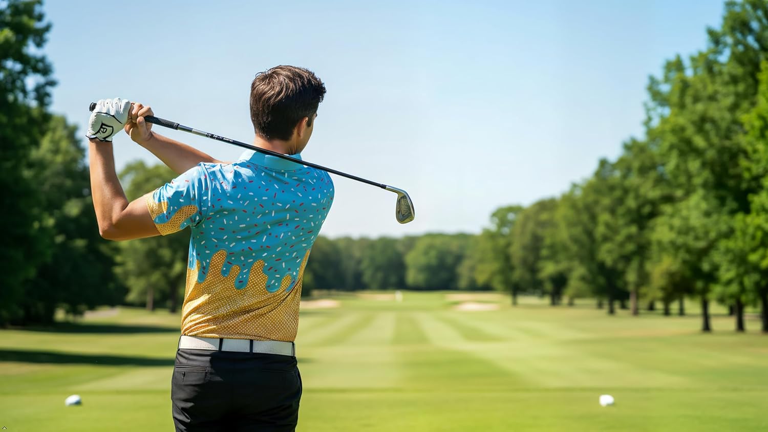 Men's Funny Ice Cream Golf Polo Shirt – Light Moisture Wicking Performance Casual Short Sleeve Relaxed Fit Quick Dry
