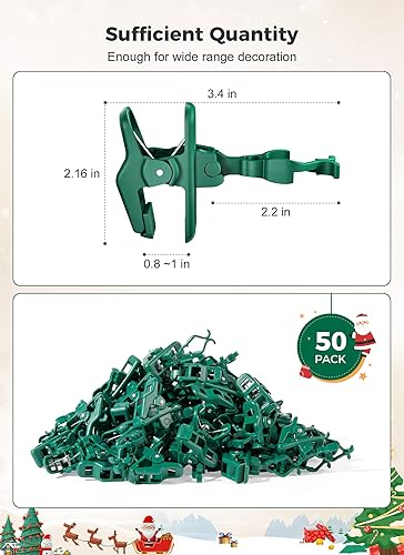 Miniatura 8 de C7 C9 - Clips de resorte para luces navideñas, 50 unidades de luces navideñas, clips de resorte rápido, clips de tejas y canaletas inastillables