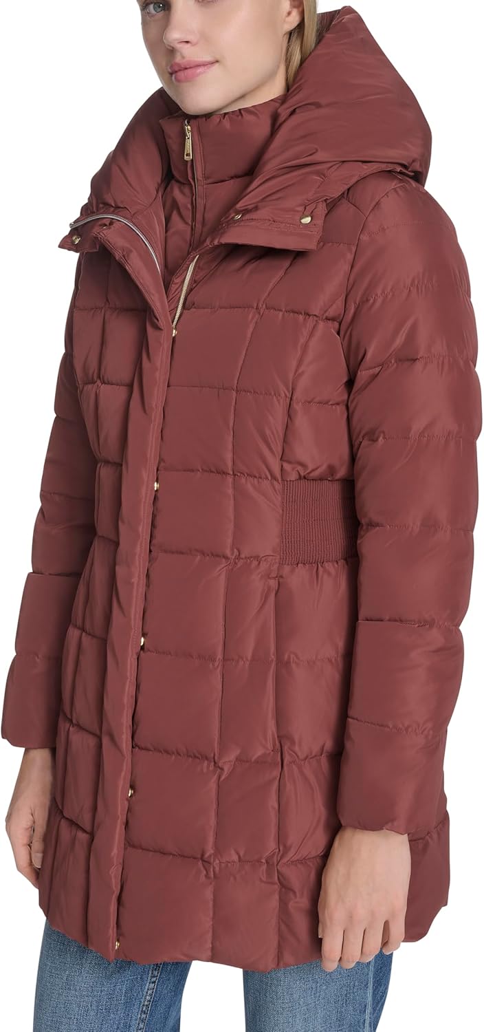 Cole Haan Women's Taffeta Down Coat With Bib Front and Dramatic Hood - Image 3