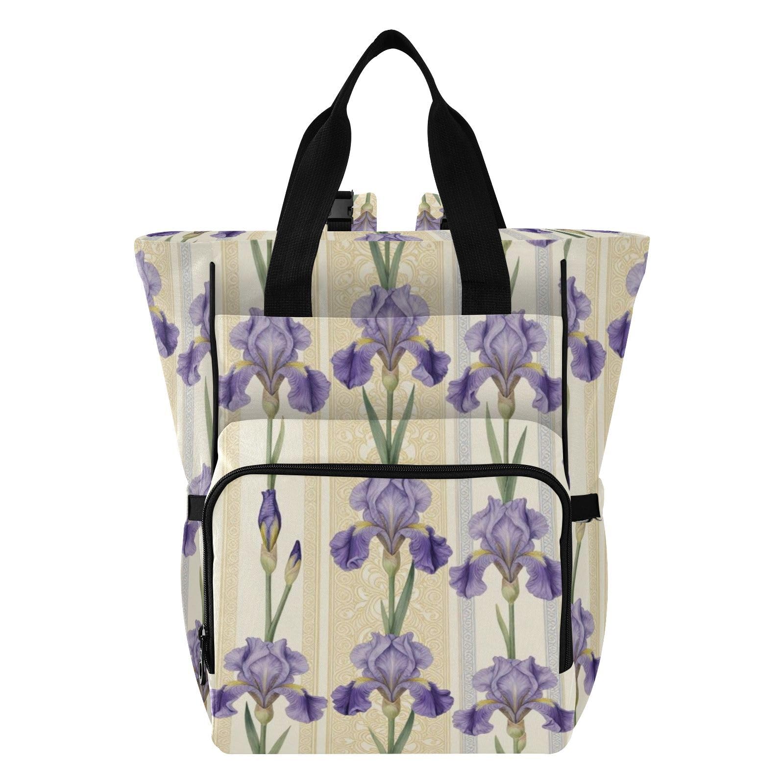 Baby Girl Boy Borsa per pannolini per papà mamma vintage viola iris fiore