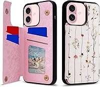 Vista 292 de UEEBAI Funda tipo cartera para iPhone 15 Pro Max con tarjetero, cubierta de cuero PU con soporte, bloqueo RFID, doble cierre magnético, relieve