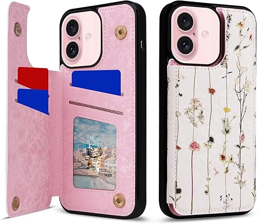 Miniatura 292 de UEEBAI Funda tipo cartera para iPhone 15 Pro Max con tarjetero, cubierta de cuero PU con soporte, bloqueo RFID, doble cierre magnético, relieve de