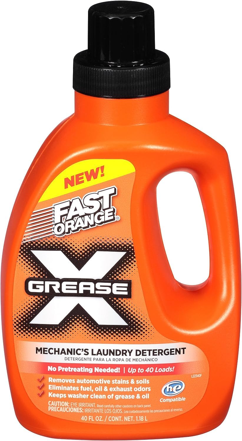 Fast Orange 22340 Fast Orange Grease X Mechanic's Laundry Detergent, 40 Fl Oz.(Pack of 6) Stains, Soils & Odor Eliminator for Clothes, Heavy Duty Formula & Degreaser to Deep Clean Active Wear Clothing