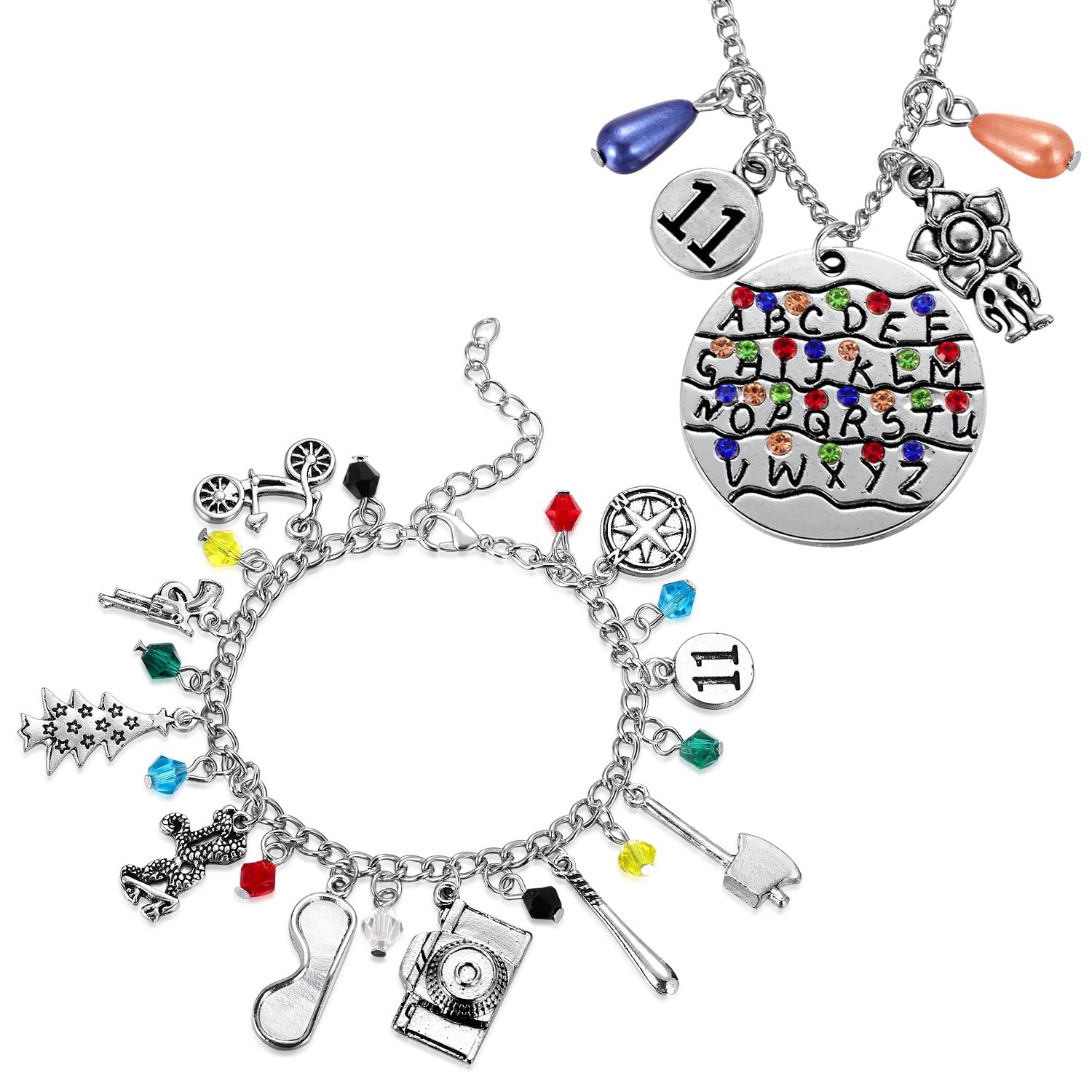 Strange ABXYZ Necklace And Themed Thin Bracelets Charm Jewelry Alphabet Light Halloween Cosplay Jewelry for women and men, Zinc, No Gemstone