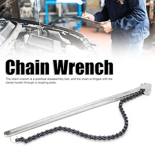 Miniatura 3 de Marhynchus Llave de cadena de 24 pulgadas, llave de cadena de trinquete, herramienta de articulación de mango largo de diámetro ajustable para