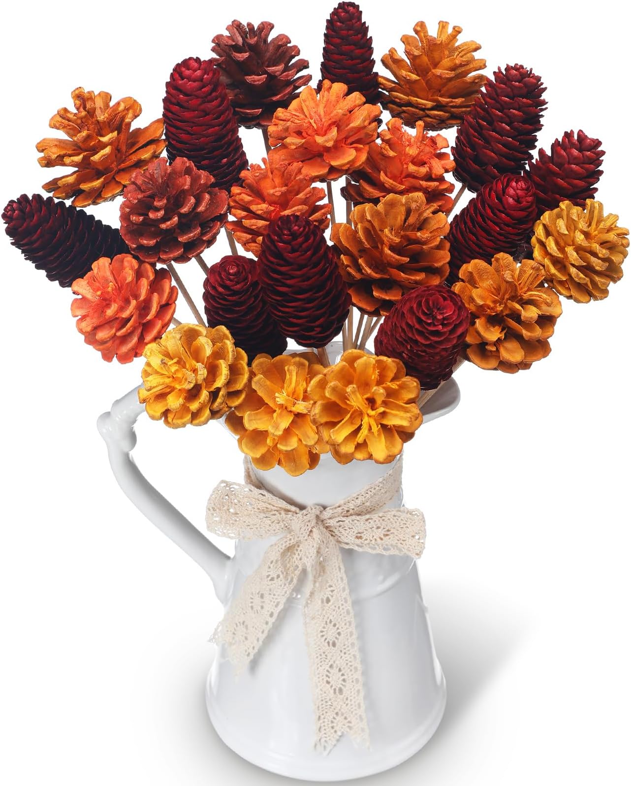 Thiccywoov 12 Pcs Christmas Pine Cones Pinecone Picks for Tree Decorating XmasTree Garland Wreath Ornaments Pinecones Home Decoration Holidays(Fall Colors)