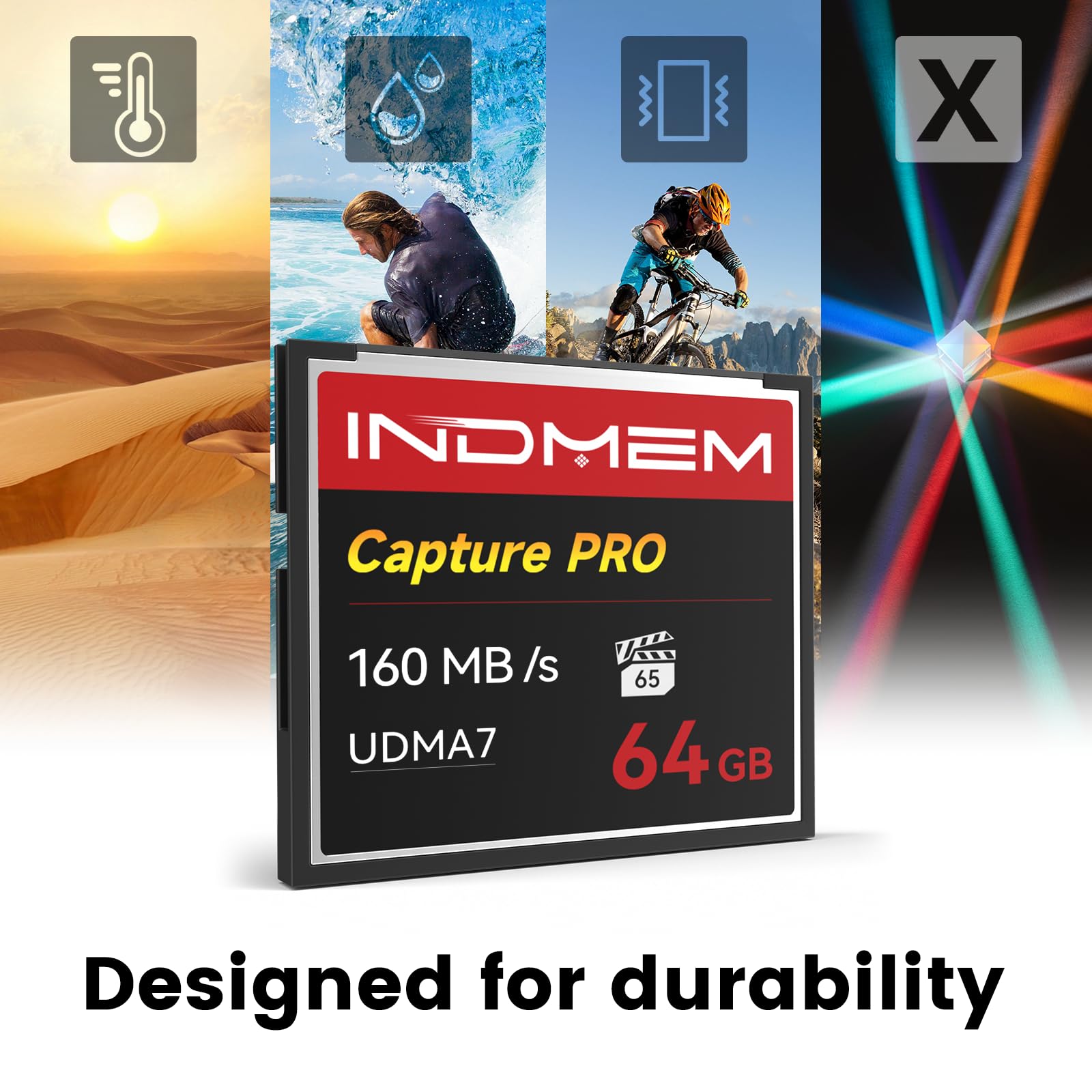 Scheda di memoria CF da 64 GB, ad alta velocità, progettata per fotografi e videografi, supporta riprese continue ad alta velocità o registrazione video 4K