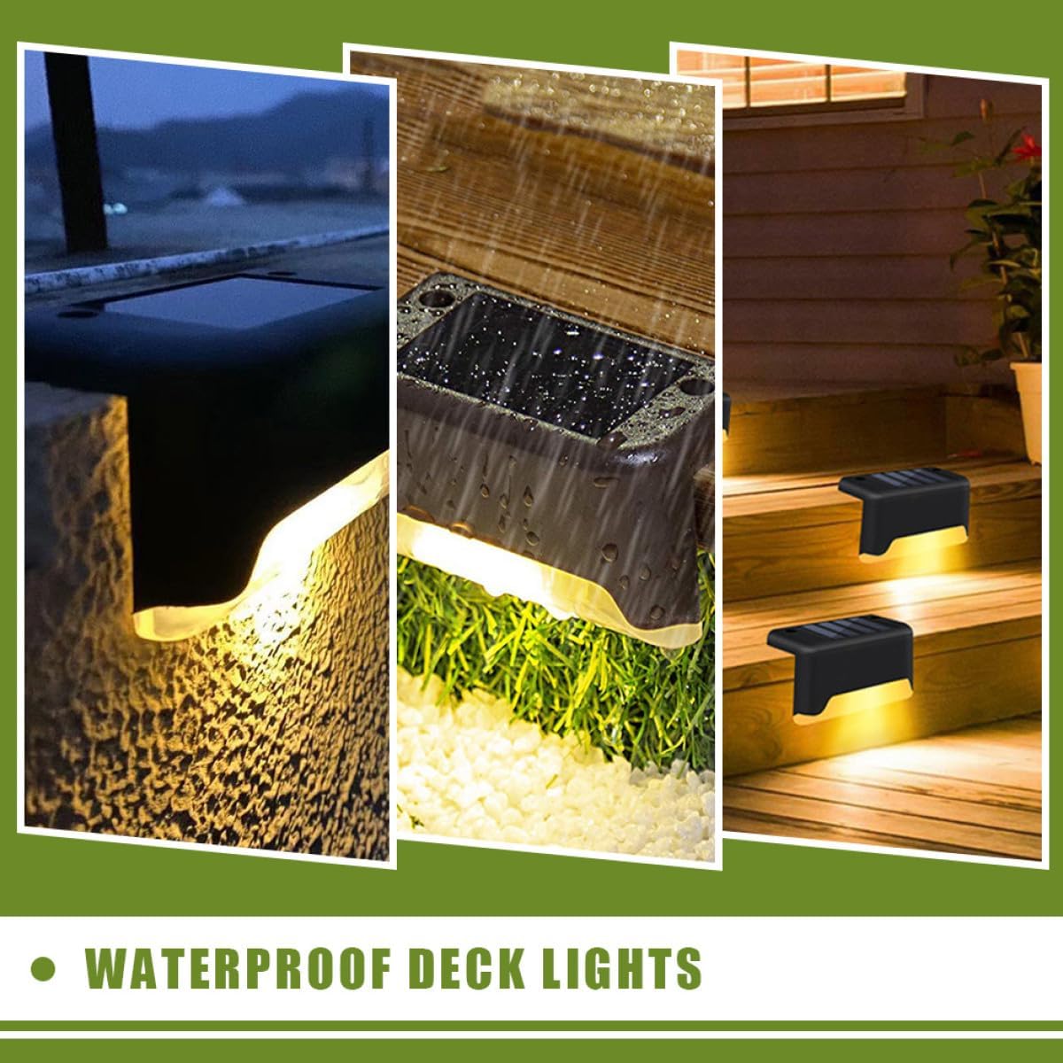 5pcs Waterproof Solar Step Lights LED Outdoor Garden Deck Corridor Stair Lamps Warm White for Patio Yard Fence Lighting