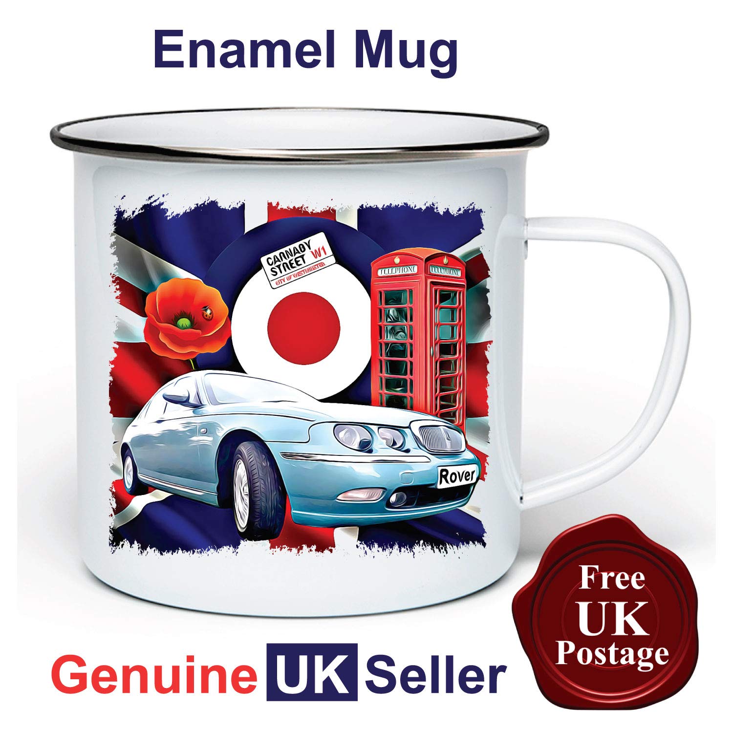 Rover 75 Saloon 11 oz Enamel Camping Mug