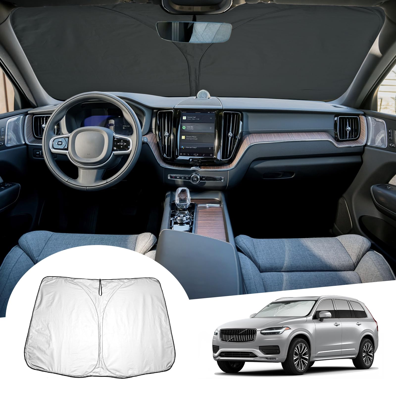 Parasole Parabrezza Pieghevole YYCKE Compatibile Con Volvo XC90 2016-2024 Blocco UV
