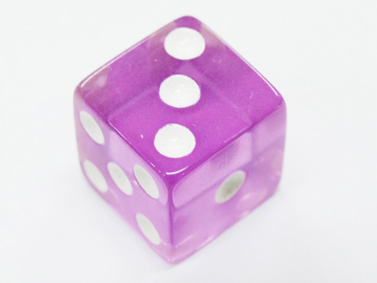 16mm d6 Square Cornered Translucent Dice, Orchid w/ White