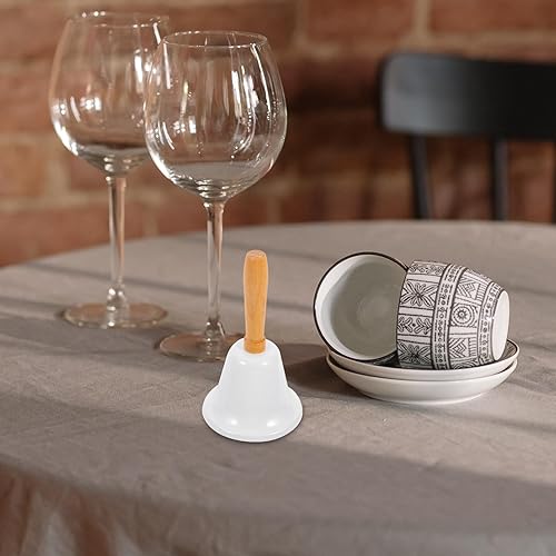 Miniatura 9 de Campana de mano de Navidad, 1 campana de llamada de Navidad con mango de madera, campana de mano sólida para decoración de cena de Navidad, campana