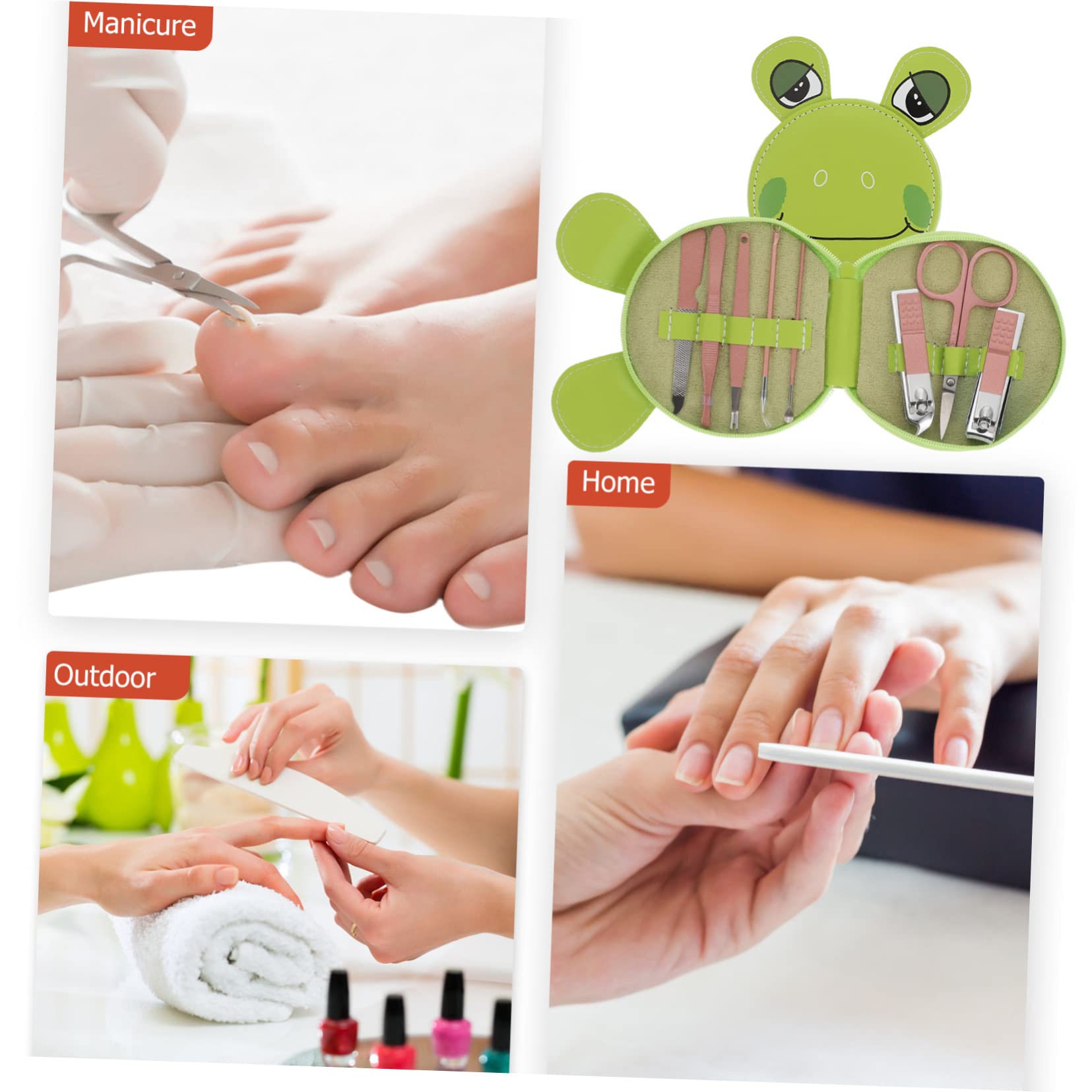 Healvian 3sets Professionale Di Strumenti Per Manicure Da Viaggio Kit Completo Per Unghie e Pedicure Con Custodia Tema Cartone Animato Accessori Acciaio Inossidabile Per Donna Facile Da