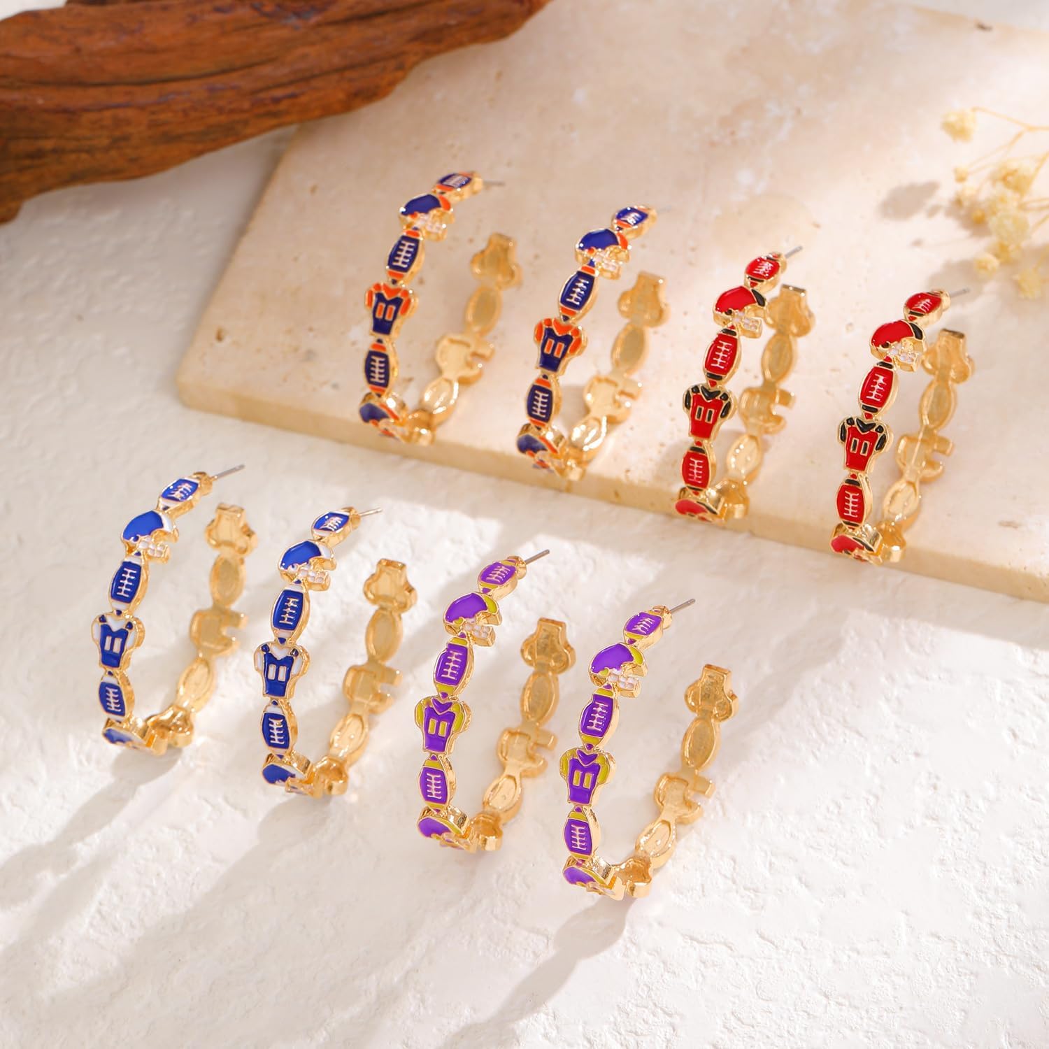 Football Earrings for Women Game Day Hoop Earrings Helmet Jersey Earring Football Mom Sports Accessories Sport Team Outfit Jewelry - Image 6