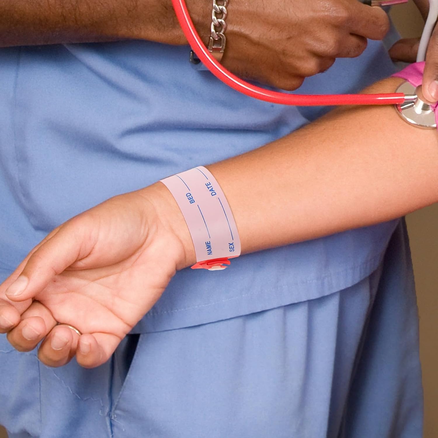 LIFKOME Wristbands Material PVC with Patient Comfortable and 100pcs Patients for Red Identification Bracelets Use Hospital for Nursing Elderly