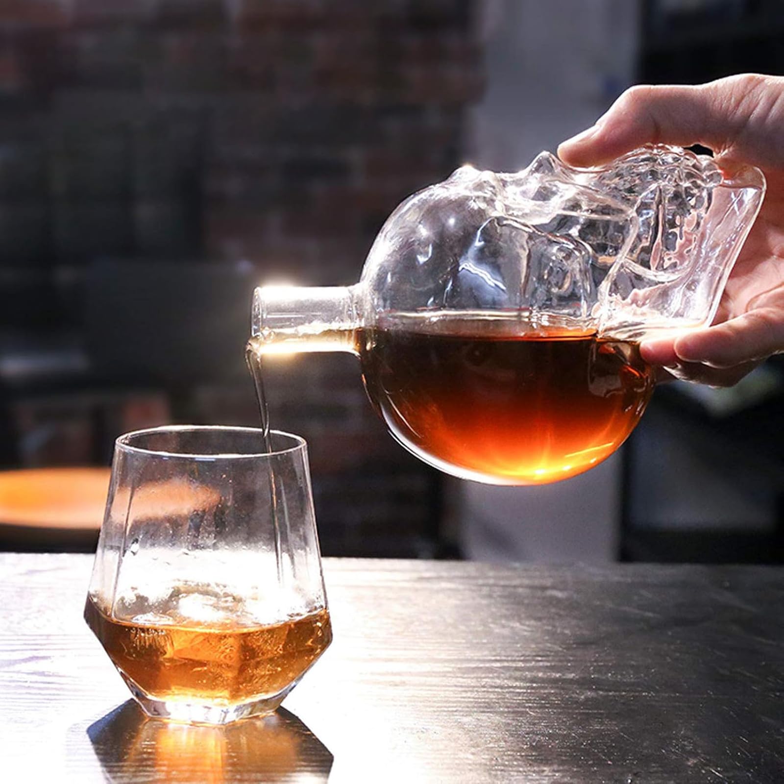 Teschio Bottiglia di Whisky, Bottiglia di Vetro a Forma di Teschio, Bottiglia Vino con Teschio Moda, Decanter per Cranio, Whisky Bottiglie, (550ML) per Whisky, Vino e Liquori (A)