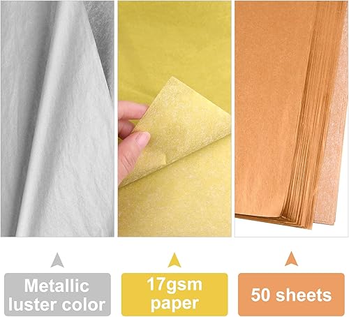 Miniatura 5 de MIAHART 50 hojas de papel de seda a granel de 20 x 14 pulgadas, papel metálico para envolver regalos, envoltura de accesorios para boda, fiesta de