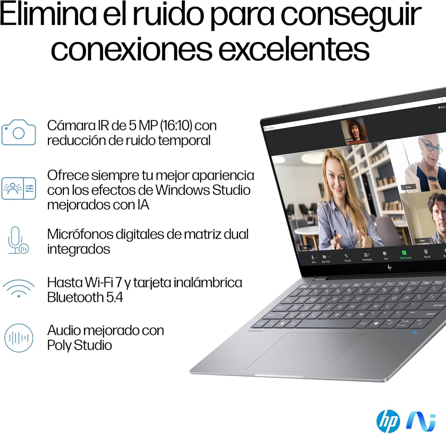 HP OmniBook X AI 14-fe0001ns - laptop IA 14" 2.2k multitouch QC Snapdragon X1E-78-100, 32 GB RAM, 1 TB SSD, Snapdragon X Elite, Windows 11 Szary - klawiatura QWERTY Hiszpański, 1000 GB, 32 GB