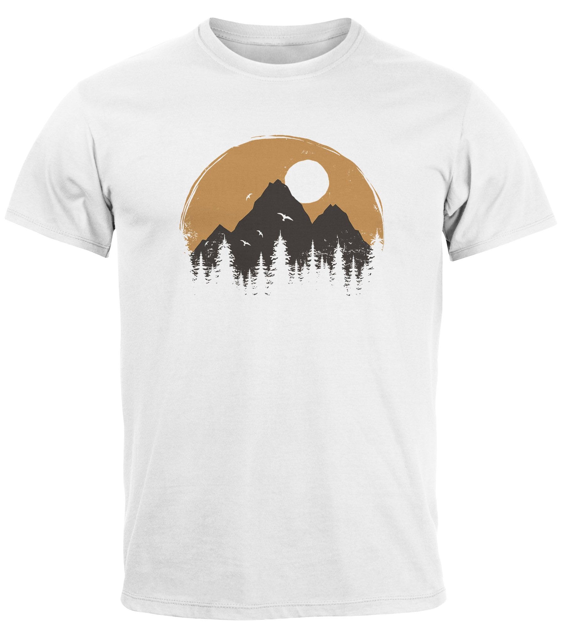 Neverless Herren T-Shirt Outdoor Print Natural Badge Logo Wandern Fashion Streetstyle SommerlichComfortable Outdoor-Akti