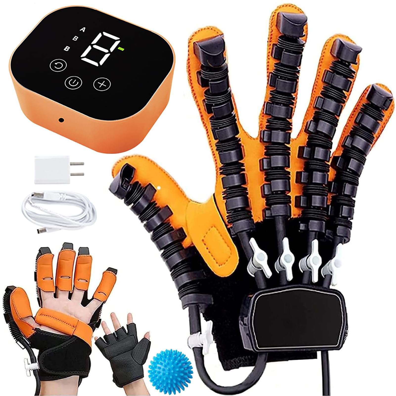 GAOXIAO Guanti Robotici Riabilitativi, per la Terapia Riabilitativa della Mano Emiplegia da Ictus, Dispositivo di Allenamento Riabilitazione con Rigidità Spastica Ortotici delle Dita A Right Hand M