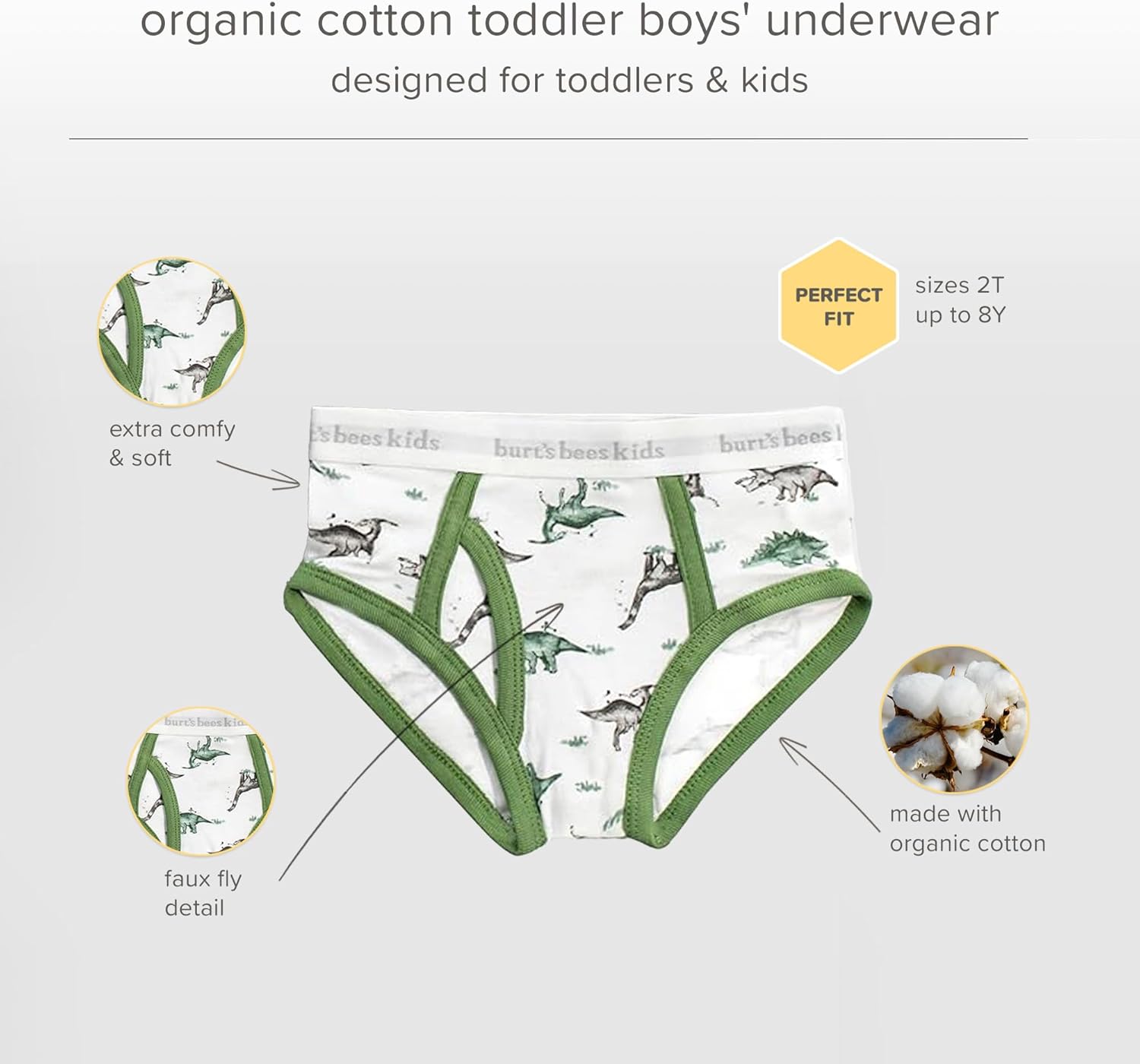 Burt's Bees Baby Boys' Underwear Set - Breathable 100% Organic Cotton Undies, Pack of 5 for Toddler 2T to 8 Years Old - Image 3