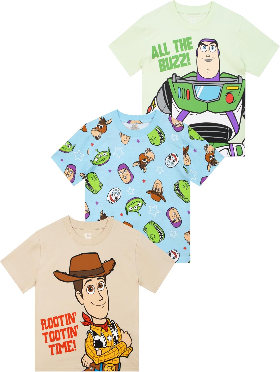 Disney Toy Story T Shirt Multipack, 3 Pack Buzz Lightyear Boys Shirts, Buzz & Woody Kids Clothes, Fun Boys Clothes, Multicolor 7