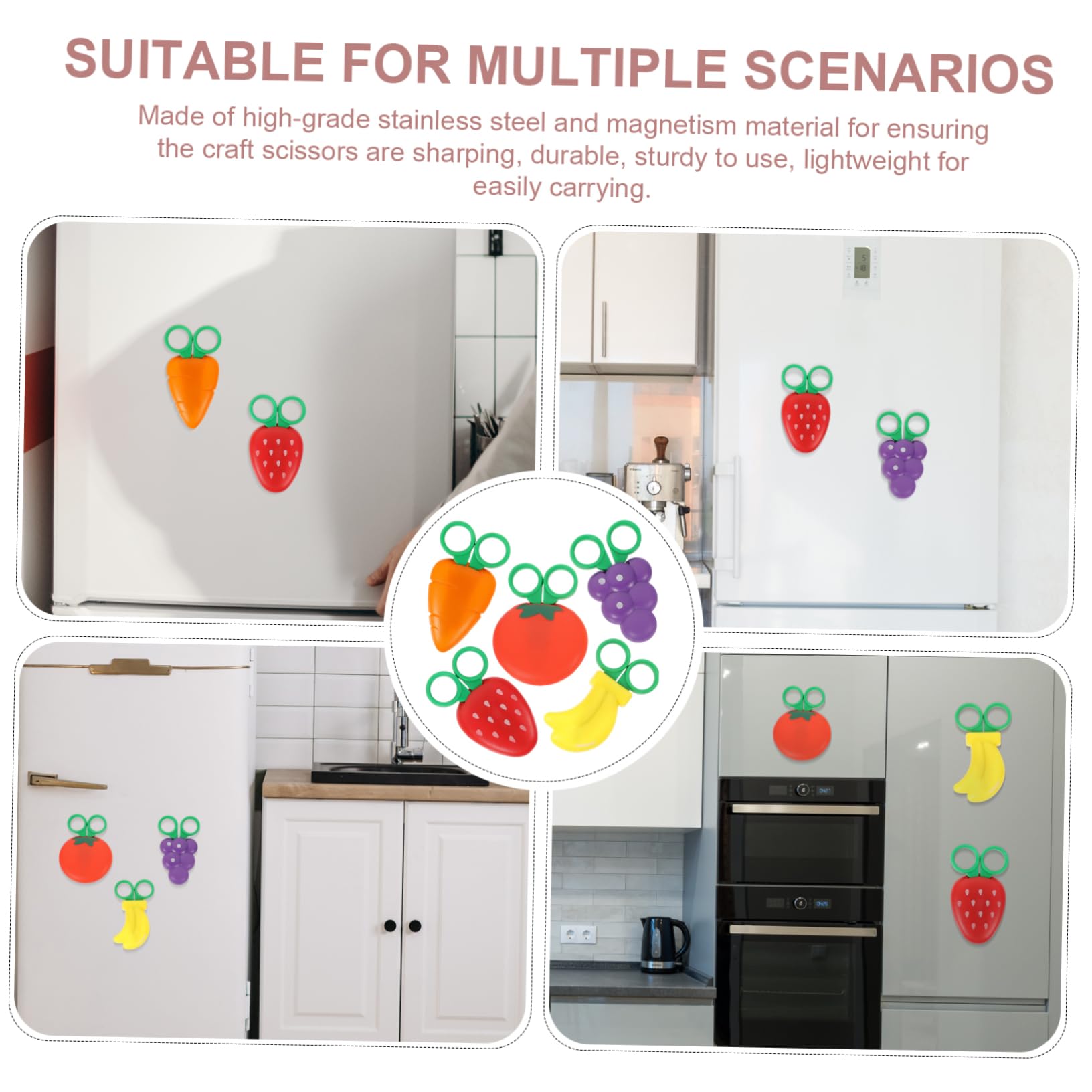 VILLCASE 15stücke Teiliges Niedlicher Fruchtscheren Für Bastelarbeiten Magnetische Kinderscheren Mit Designs Für Scrapbooking Und -projekte Für Schule Und Kreative Aktivitäten
