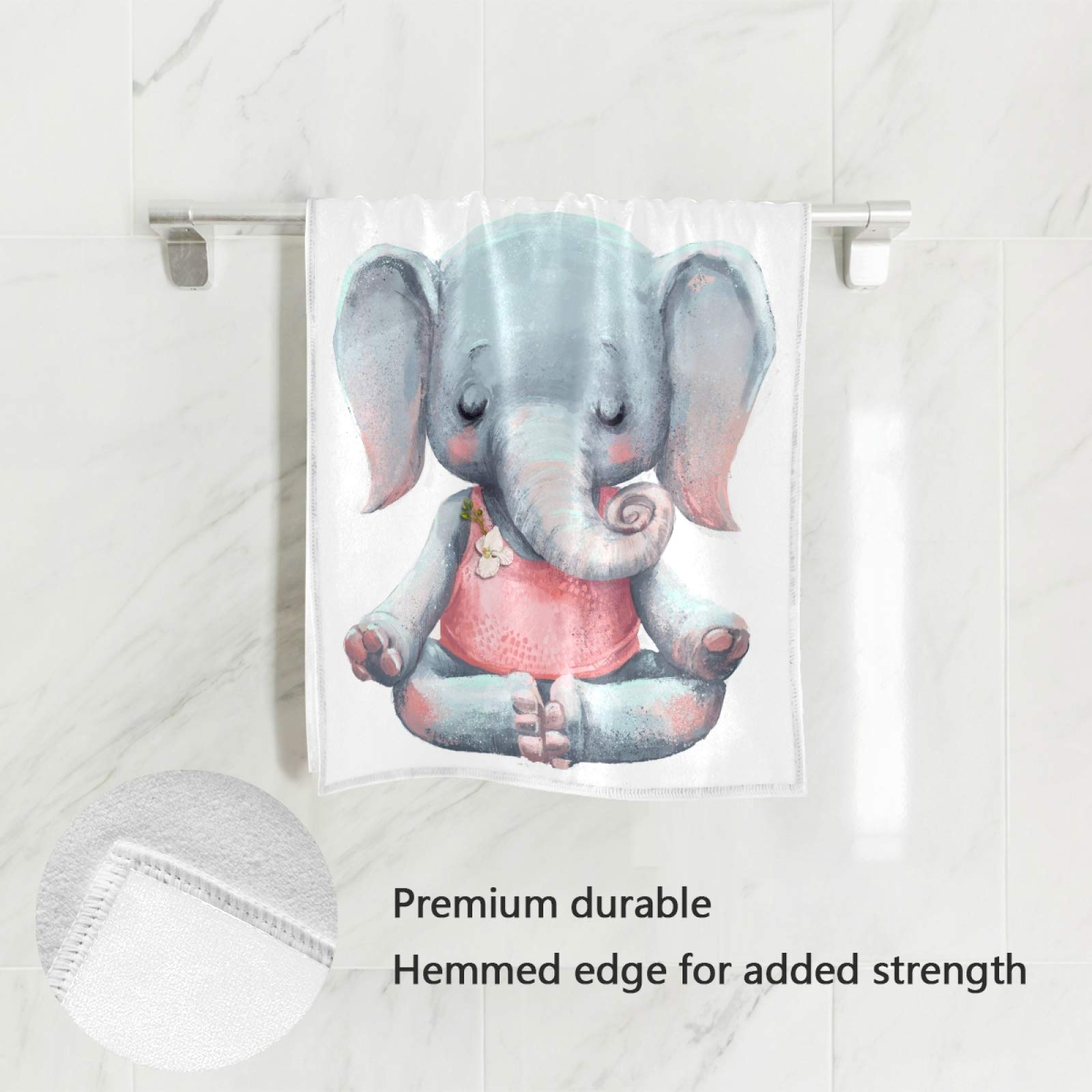 Vdsrup Cute Yoga Elephant Hand Towels Baby Elephants Animal Towel Soft Kitchen Tea Towels Dish Washcloths Thin Guest Face Towel Portable Bath Decorations Housewarming Gifts 16 X 30 in
