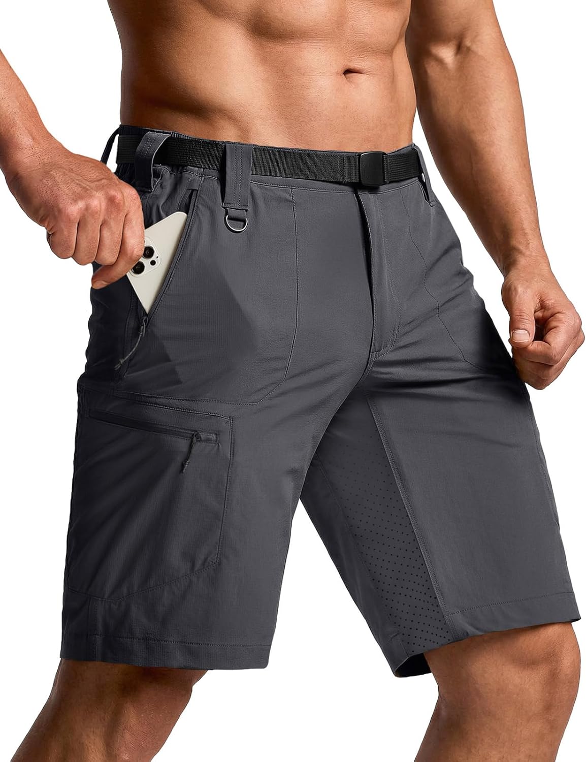 CQR Men's Quick Dry Stretch Hiking Cargo Shorts, Lightweight Water Resistant Tactical Casual, Golf & Outdoor with Pockets