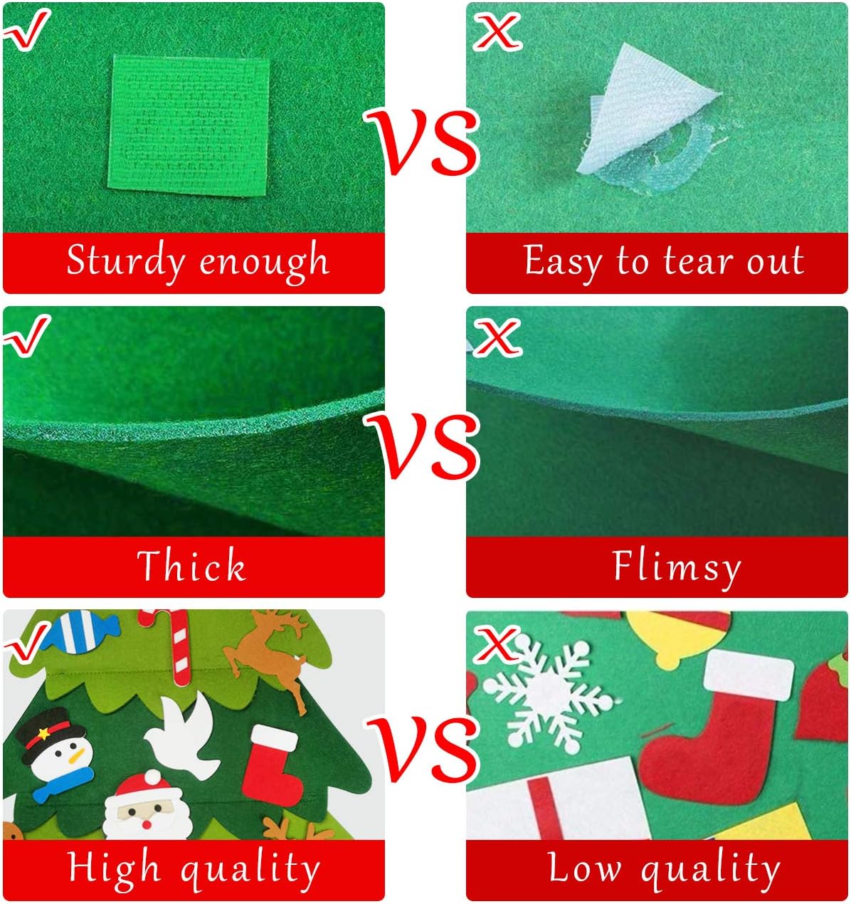 Felt Christmas Tree -3.3 FT 3D DIY Set for Kids with 25Pcs Xmas Gifts Ornament Decor, Wall Hanging Christmas Tree Decorations
