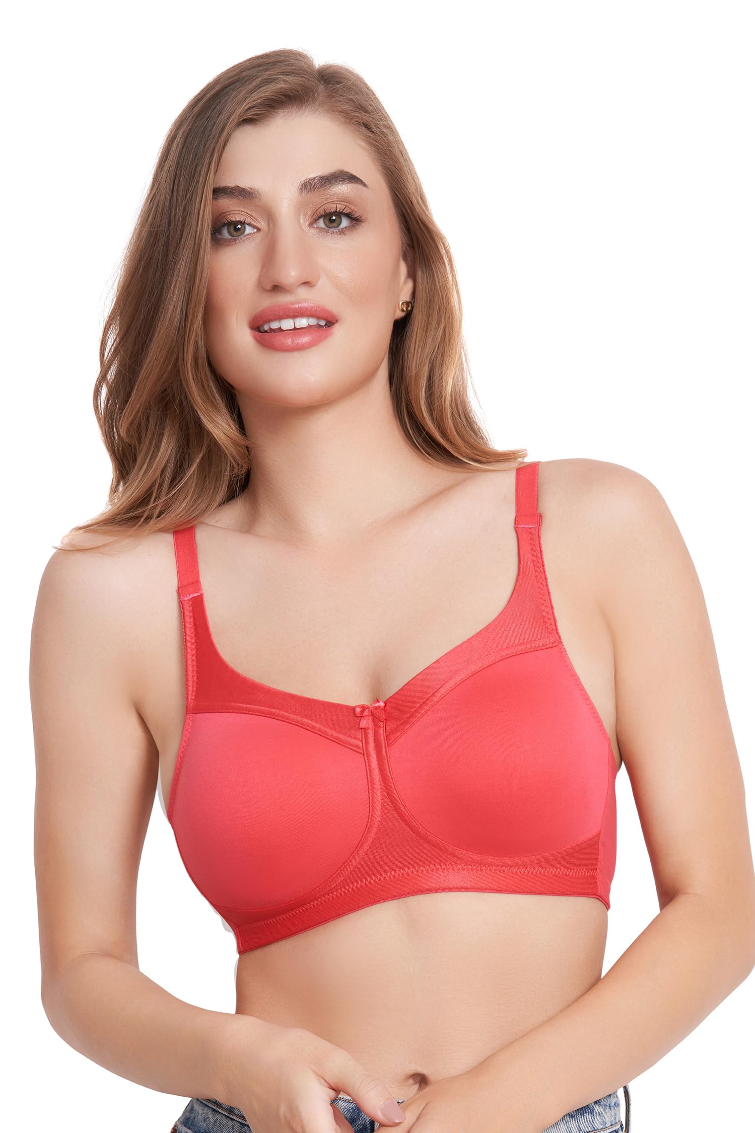 maroon 2339 Cotton Blend Seamless Non Padded Full Coverage Non-Wired Women T-Shirt Bra-picture-51