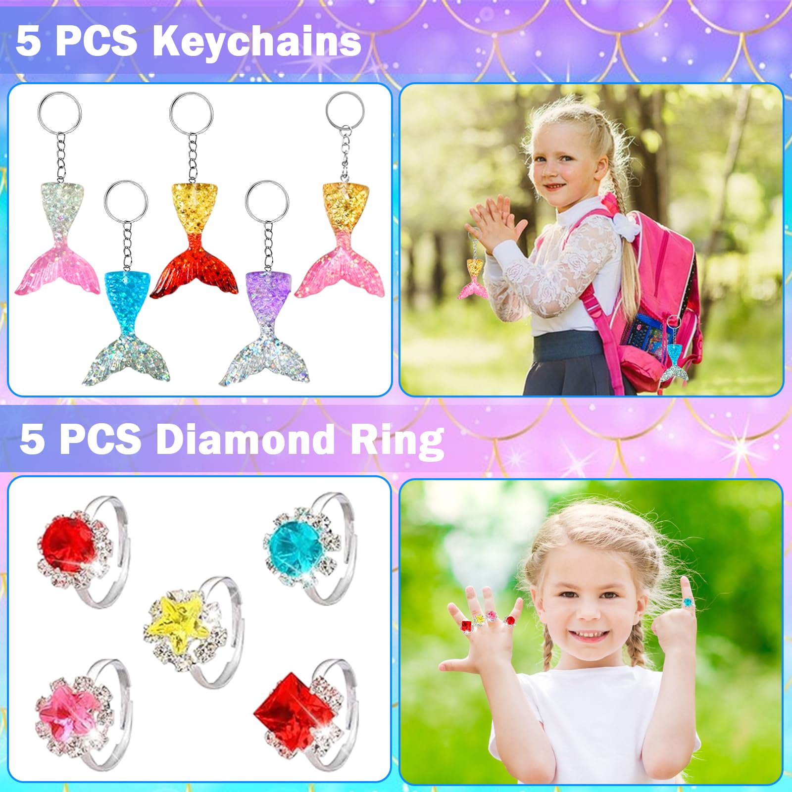 24 Porte-clés Petite Sirène Pour Fête Anniversaire - Cadeaux Remerciement Filles, Décorations Thème Princesse