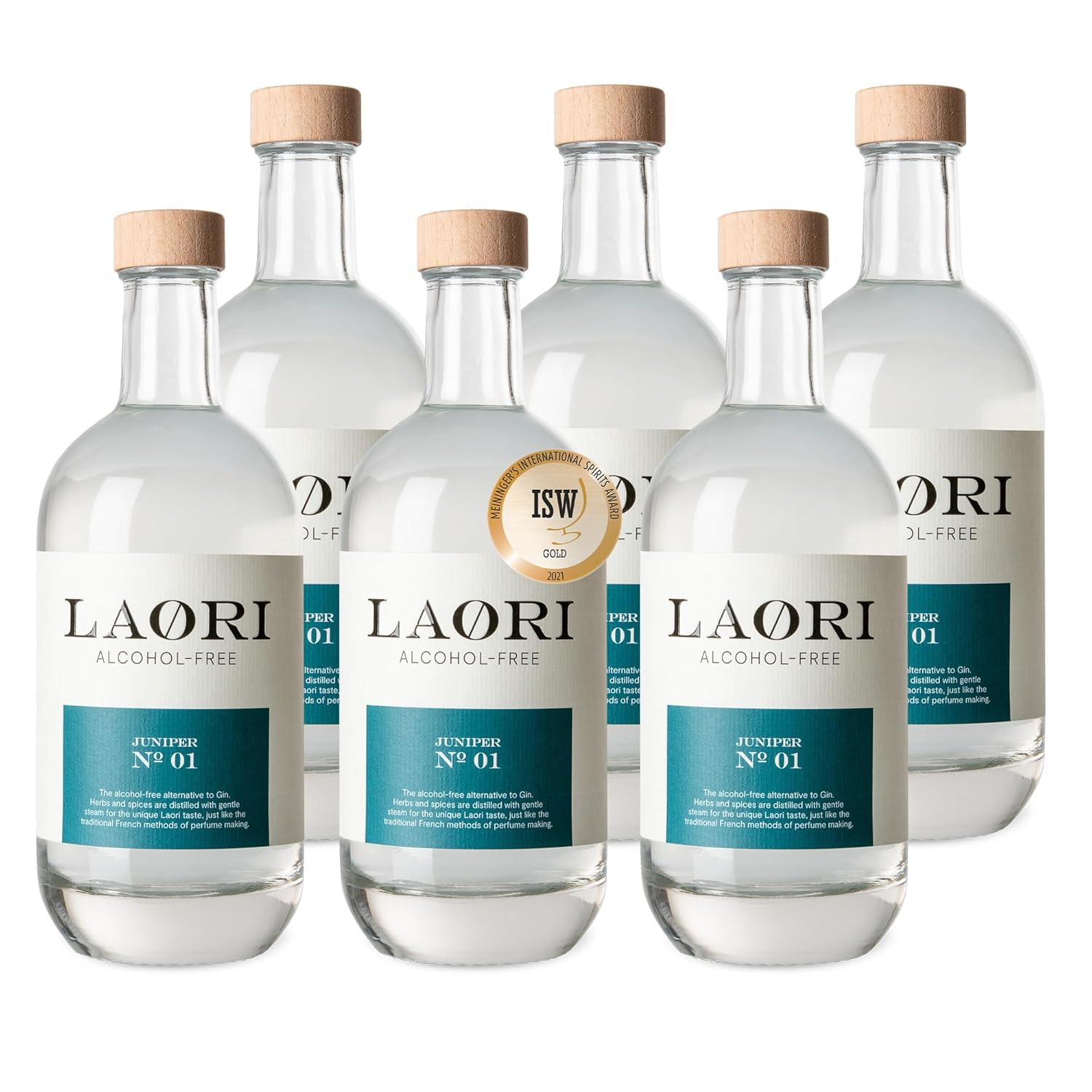 Laori Juniper No 1 | Alternative sans alcool au Gin | Botanicals naturels | Sans arômes artificiels | Vegan & Sans sucre | Fraîcheur douce et épicée | 6 x 500 ml