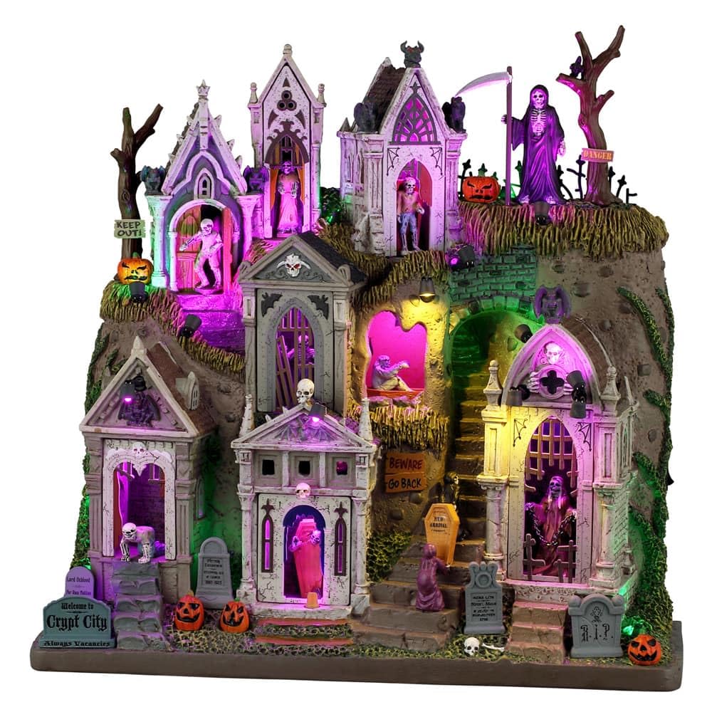 Lemax Crypt City Fachadas 65509 maqueta de resina con luces para decoración de Halloween