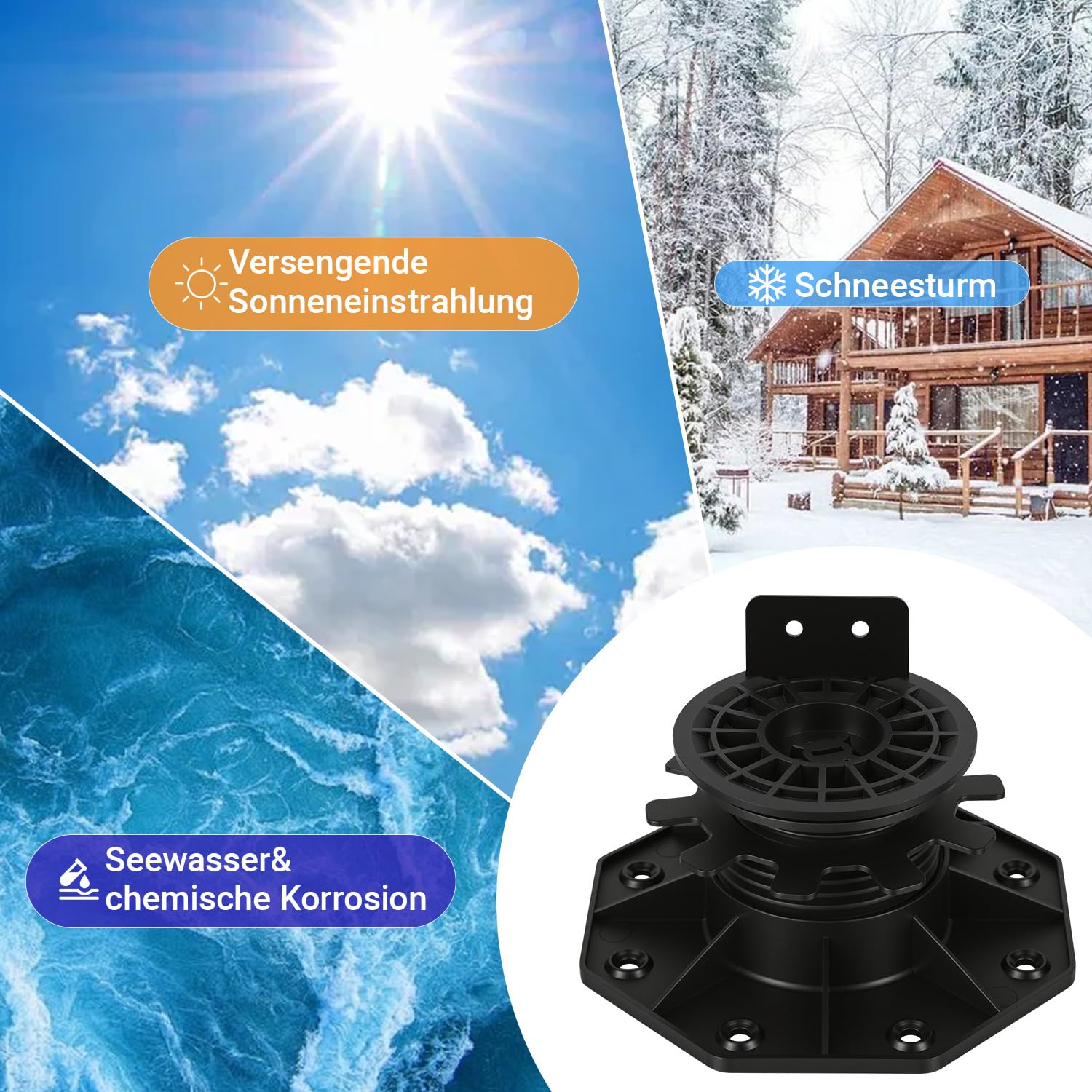 100x Stelzlager Höhenverstellbar 40-70mm Terrassenlager | Polypropylen, Gefälleausgleich 5°, Stelzlager für Terrassenplatten, WPC, Holz, Tragfähigkeit Stark, Plattenlager