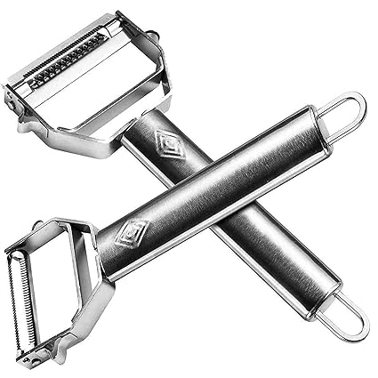 Basily Premium Julienne and Serrated Stainless Steel Peeler - Set of 2