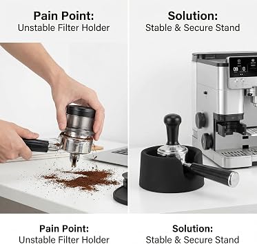 Coffee Tamper Base for Ninja Luxe Cafe ES601, Black Silicone Non-Slip Portafilter Stand, Improves Stability and Extraction for Home Barista Coffee Brewing