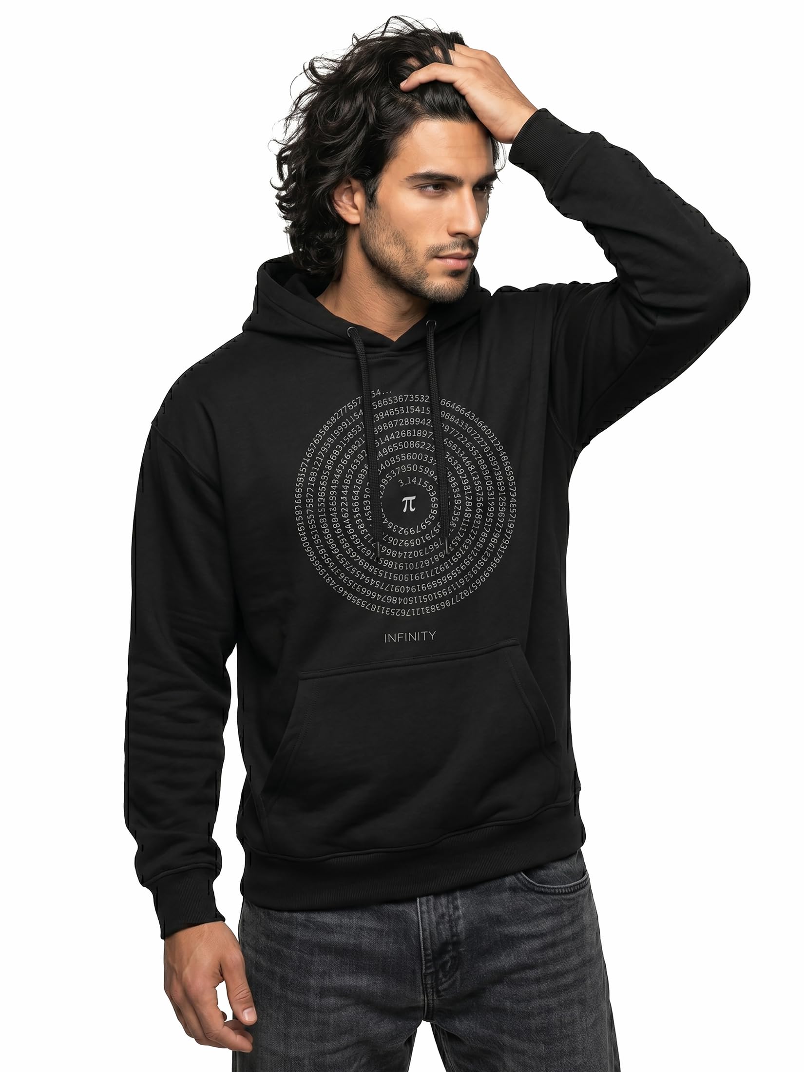 MAKAYA Felpa con Cappuccio Uomo Numero Pi Greco Hoodie