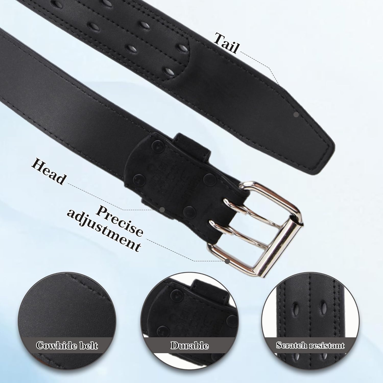 Men's Belt Big & Tall 56"-80" Genuine Leather Belt Reinforced Strap Casual Work Jean Extra Long Belts - Image 3