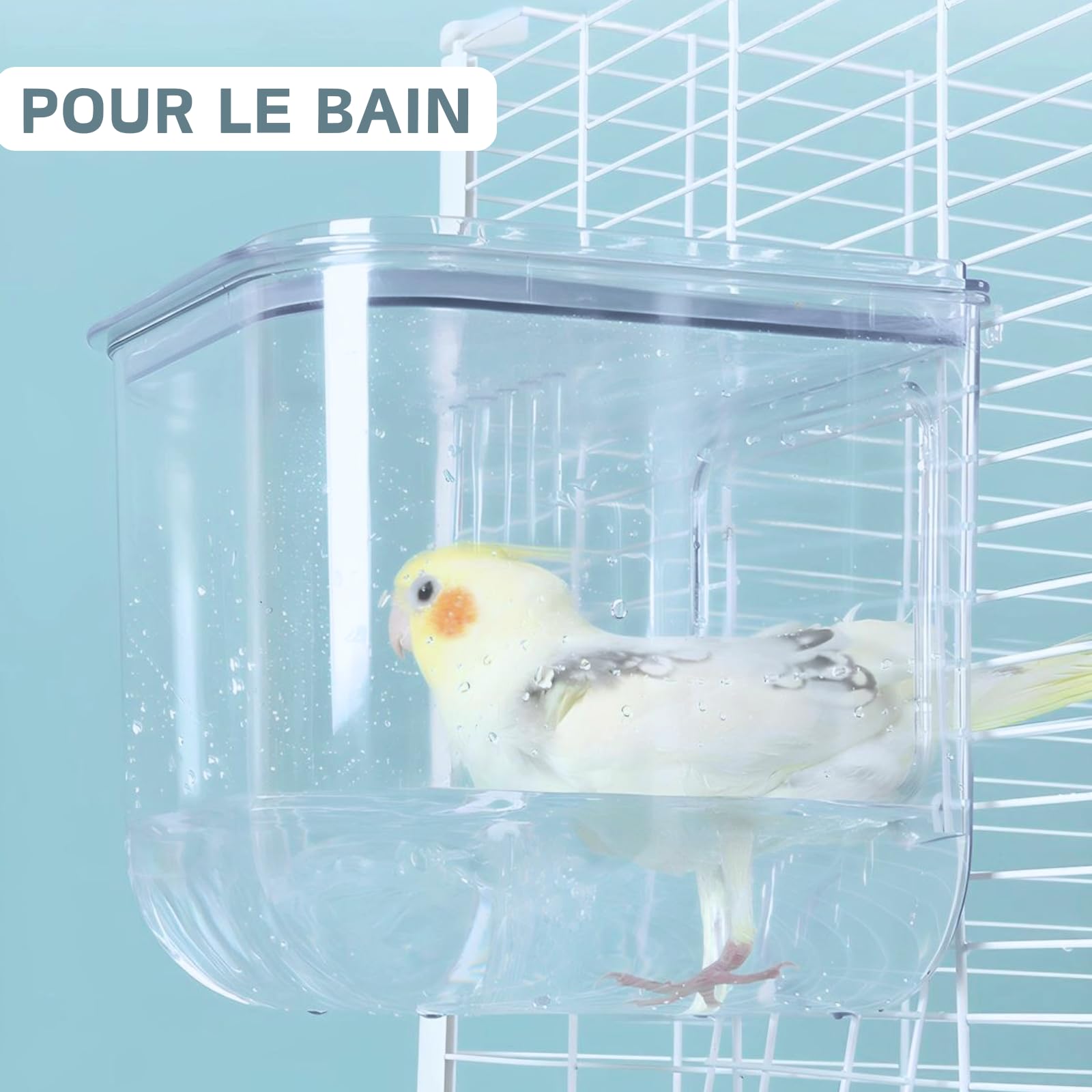 Bain d'oiseaux pour Cage, Accessoires pour Cage à Oiseaux, Baignoire Suspendue pour Oiseaux de Petite et Moyenne Taille, perroquets, inséparables, pinsons, perruches, mannequins
