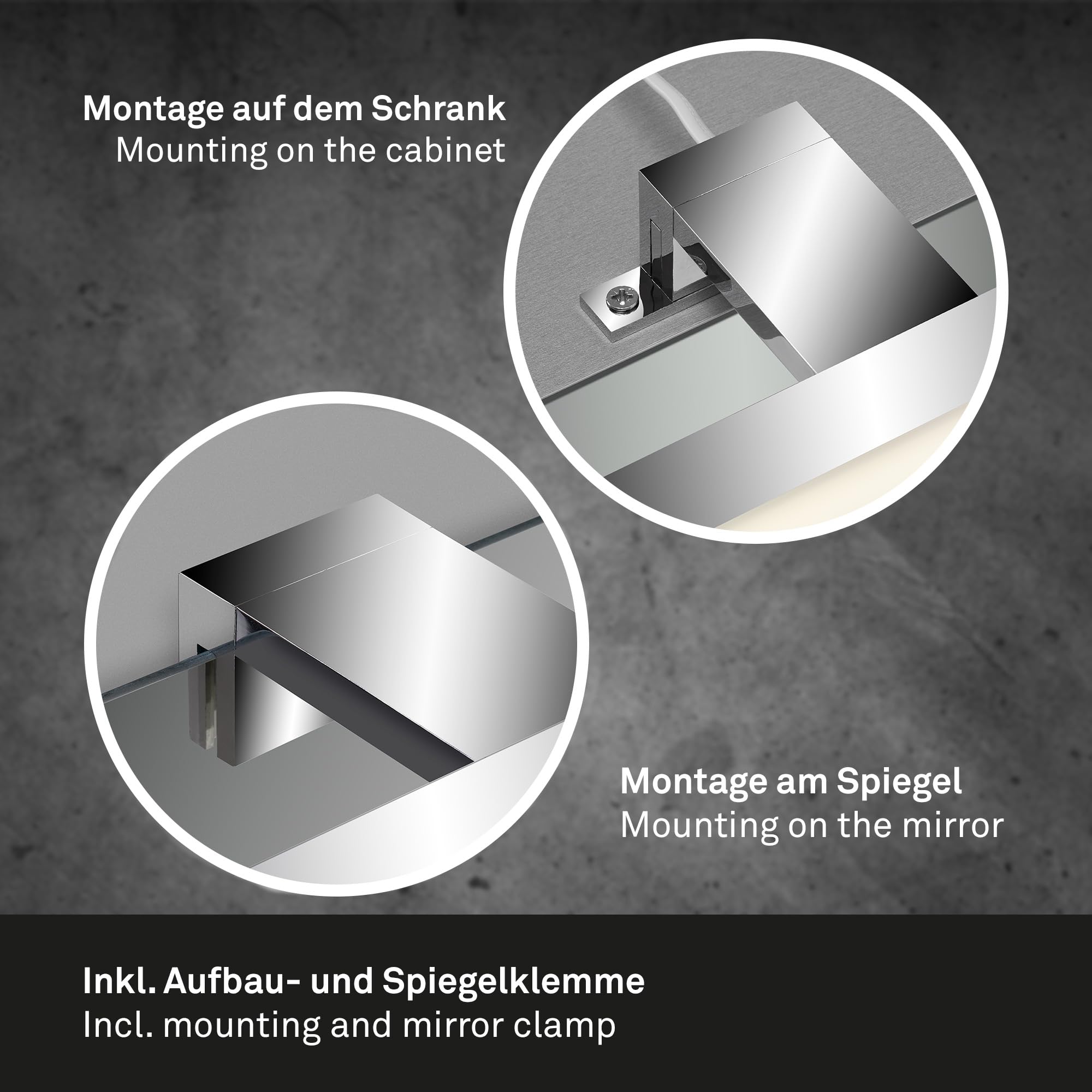 BRILONER Leuchten - Lampada da specchio a LED, luce da specchio cromata, 500 lumen, 4.000 Kelvin, IP44