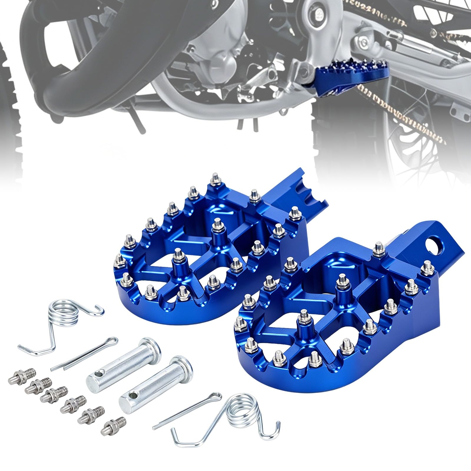 Repose-Pieds Moto CNC Aluminium Enduro pour Yamaha DT50R/SM 1998-2011 Bleu | Structure CNC en Aluminium, Usage Moto Cross, Usage Enduro, Compatible avec Yamaha DT50R/SM 1998-2011