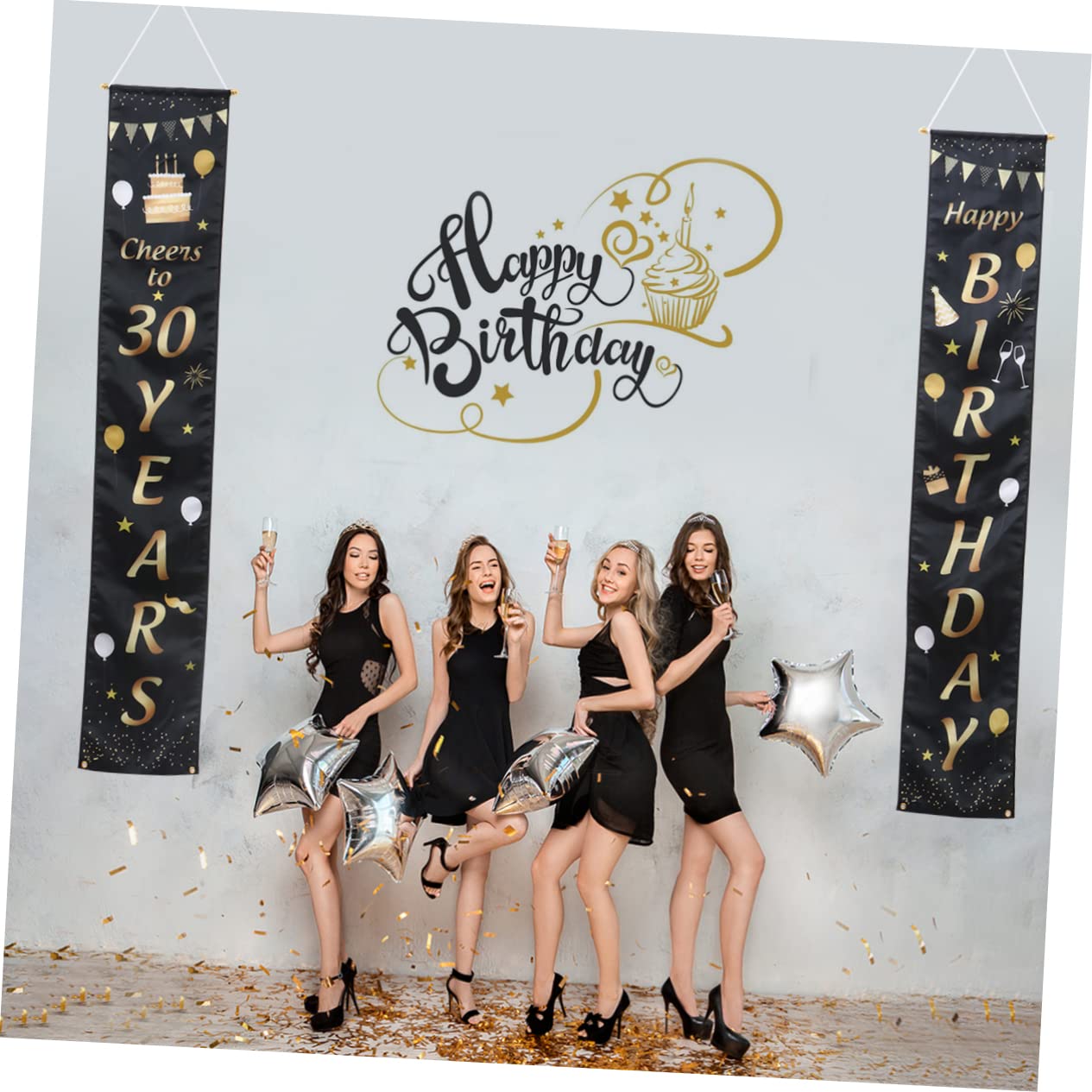 Abaodam 2paia Decorazione Compleanno Anni Striscione Festivo Happy Birthday e Cheers to Years per Feste e Cerimonie di Benvenuto Adatto per Interni Ed Esterni