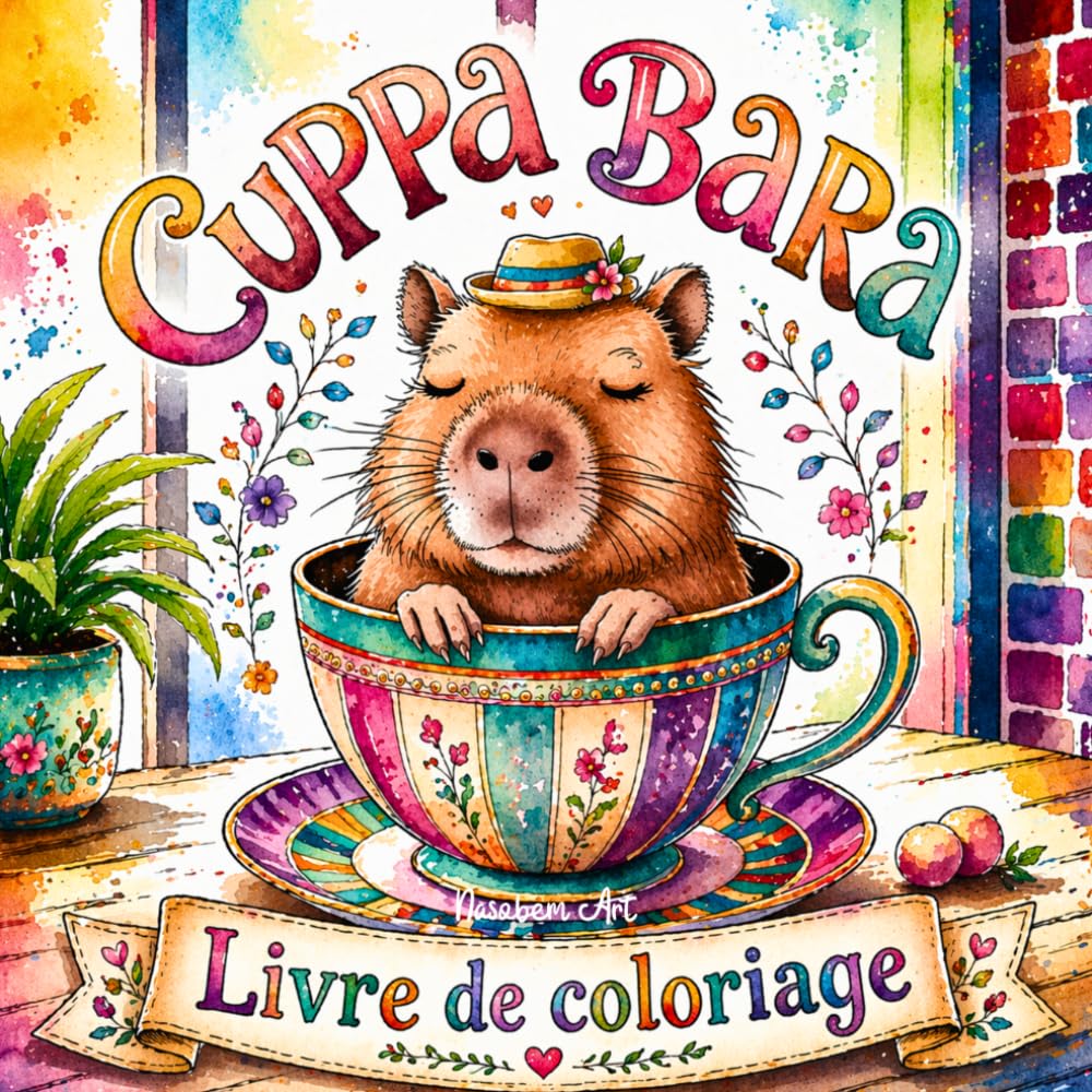 Cuppa Bara Livre de coloriage - Capybaras adorables dans des tasses: Coloriage relaxant avec capybara motifs cosy et kawaii, mandalas et scènes pleines de douceur