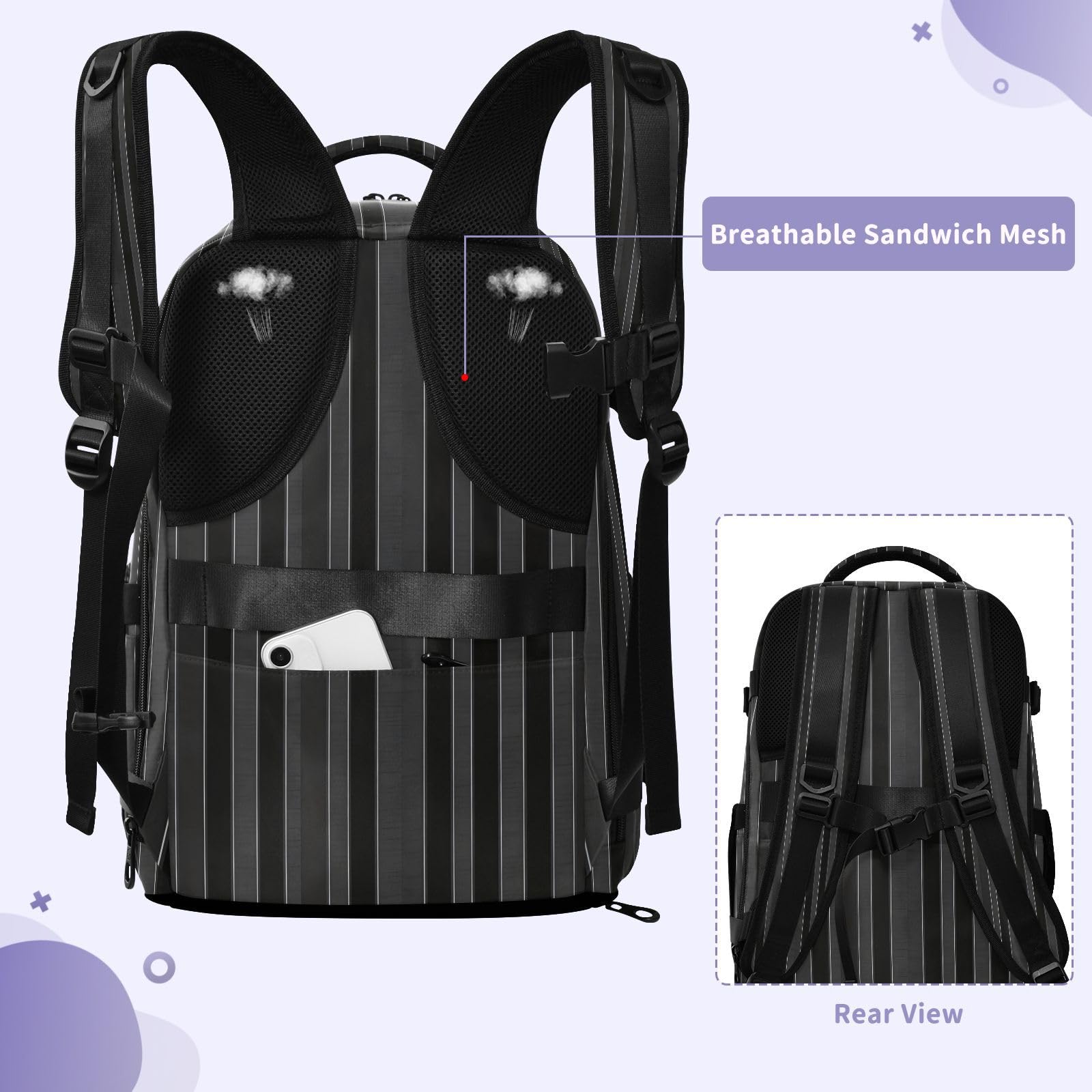 Duży plecak torba na laptopa 16 cali dla kobiet do pracy 20 l | Czysty design torba ciemny kolor paski osobisty przedmiot torba podróżna do samolotów mochila para viajar en avion 20L