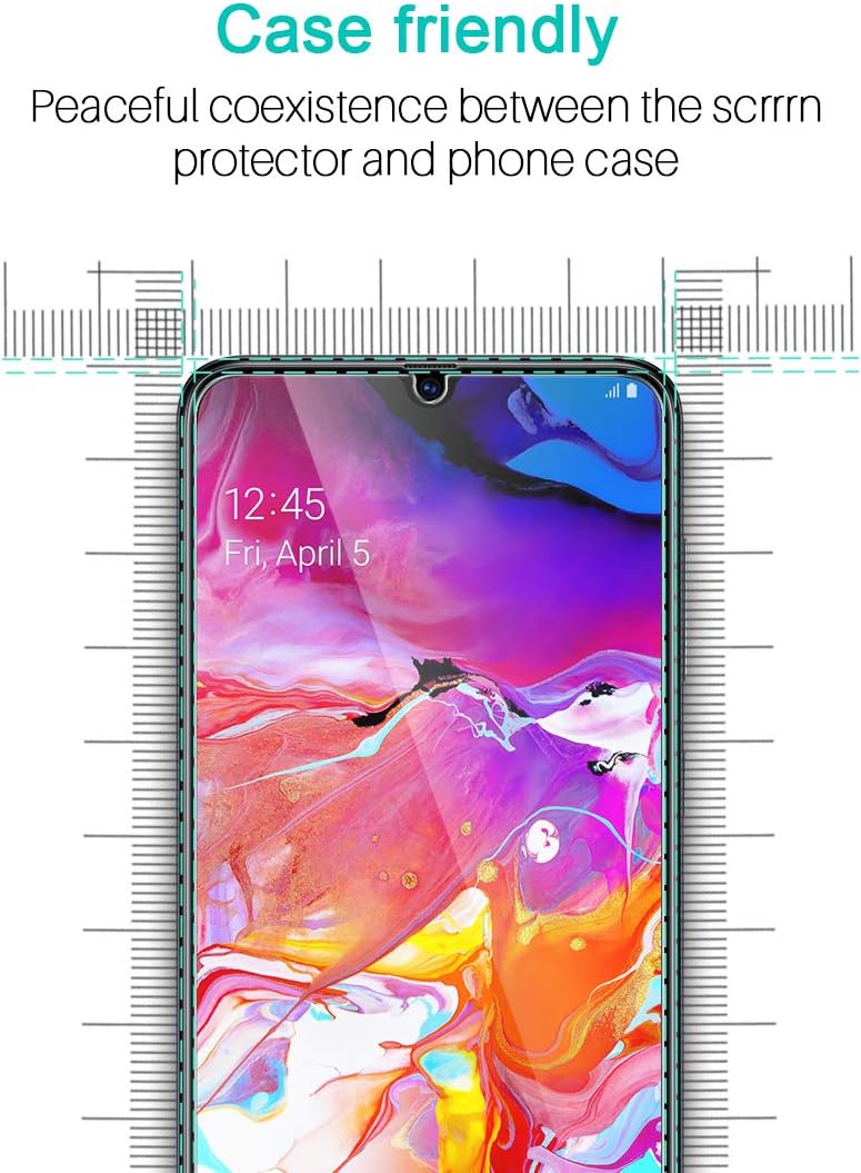LK 3 Pack Screen Protector Compatible for Samsung Galaxy A70 Tempered Glass Easy Installation Tray - HD Clear Case Friendly Bubble Free